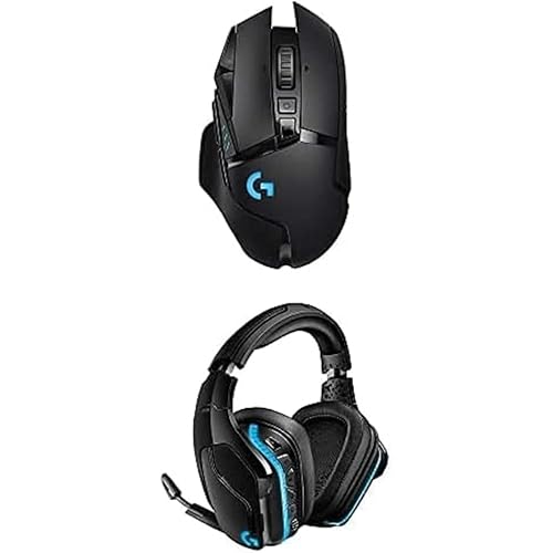 Logitech G G935 Over Ear Wireless Headset, Black & Logitech G G502 Lightspeed Wireless 11 Button Gaming Mouse, Black