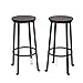 IKAYAA Set di 2 sedie da bar, sgabelli da cucina, sgabello da bistrot, stile industriale, con poggiapiedi, marrone e nero, altezza 73 cm