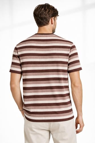 Image of SANE ORIGINALS Waffle Textured Crew Neck Tshirt for Men, Half Sleeve Round Neck Tshirt for Men