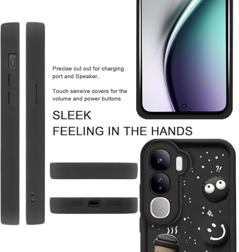 Image of GoldKart Back Case Cover Compatible for Vivo Y300 5G | Cute Fun Cartoon 3D Ball Coffee Silicone Case | Full Body Protection Back Cover for Vivo Y300 5G - Black
