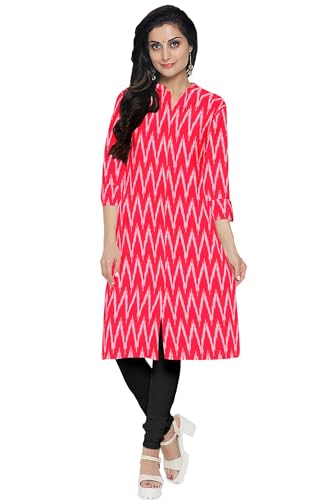 Image of Cotton Pochampally ikat unstitched blouse, Kurthi, long frock fabric material for women (1 meter, 2 meters & 3 meters)