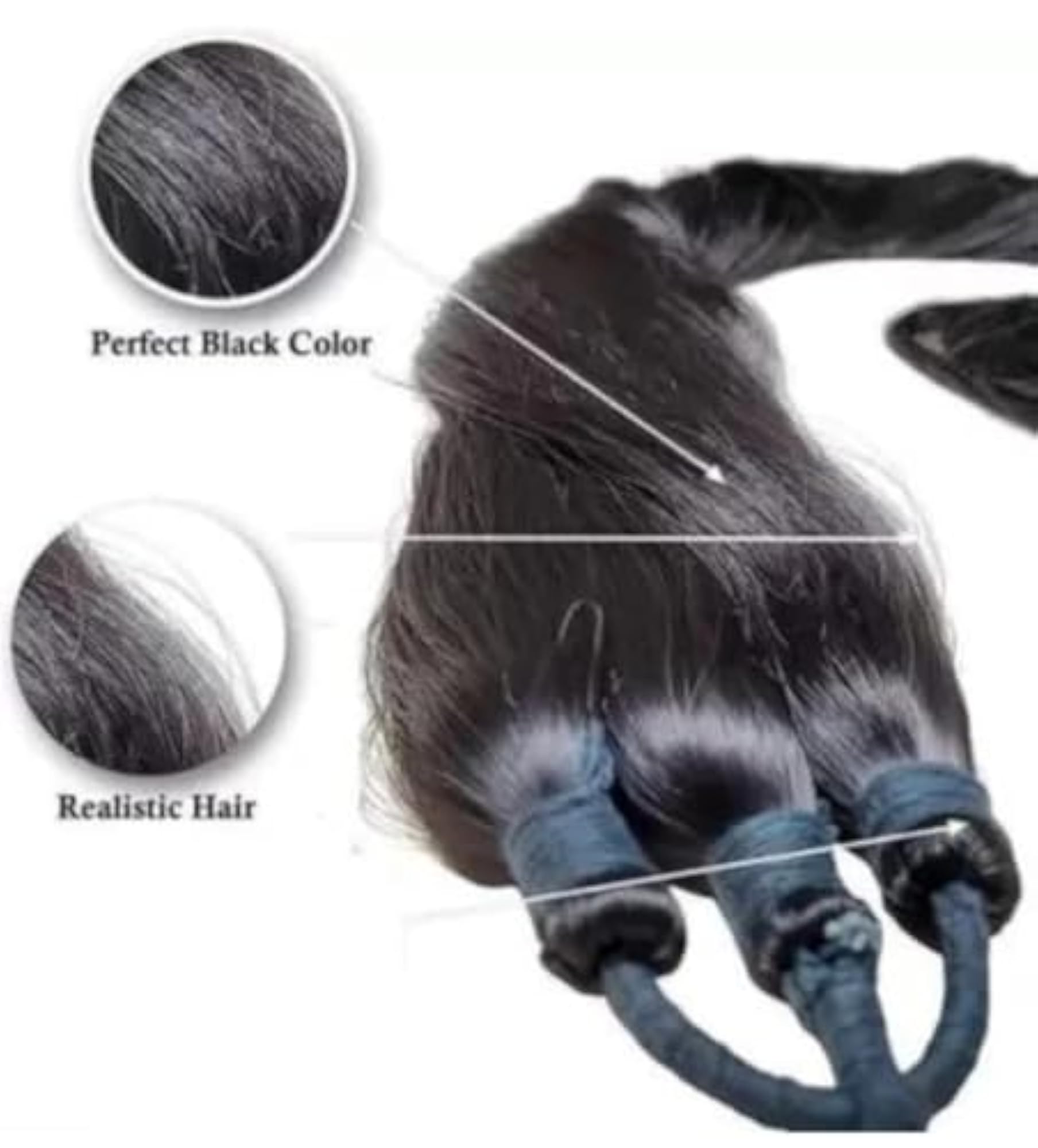 Paranda Choti, Synthetic Extension, Black, 26 Inch Length