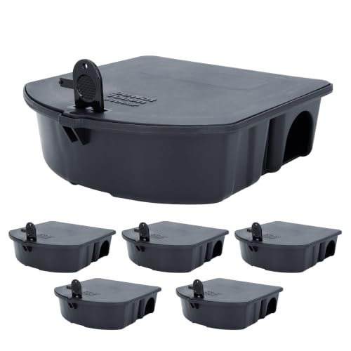 B&G - Standard Rodent Station (6 Pack & 1 Key) - Durable Discreet Low-Profile Bait Station with Universal Key - Tamper-Resistant & Easy to Clean