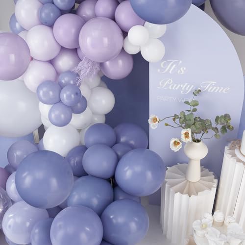 Image of PartyWoo Purple Balloon Arch Kit Garland 140 pcs Shades of Purple Lavender Lilac Balloons Different Sizes of 18 12 10 5 Inch for Baby Shower Butterfly Wedding Birthday Fairy Party Decorations