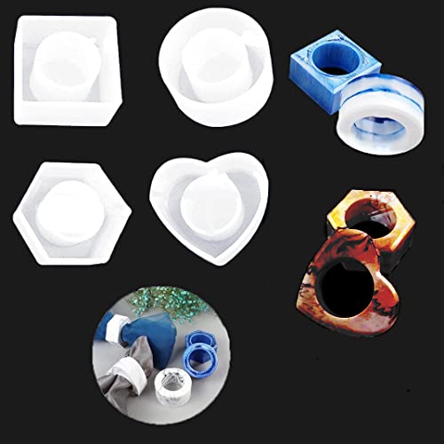 iSuperb 4 Piezas Servilleteros Moldes de Resina Cubos de hielo Moldes de Silicona Napkin Ring Moldes de Resina Epoxi para DIY Servilleteros Chocolate Cover