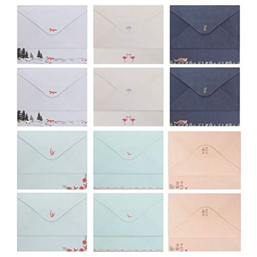 STOBOK 36Pcs A5 Carta Escrita Papelaria Papel 18Pcs Envelopes Conjunto Bonito Cartão de Saudação Env
