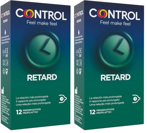 Control Preservativos Non Stop Retard - Caja de condones, efecto retardante, perfecta adaptabilidad, sexo seguro, 12 unidades (Paquete de 2)