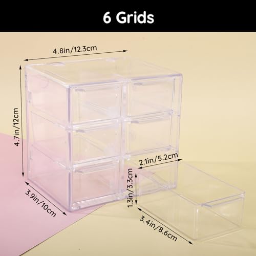 Image of Segbeauty Clear Acrylic Storage Drawers - 3 Tier Jewelry Organizer with 6 Small Drawers, Dustproof for Desktop