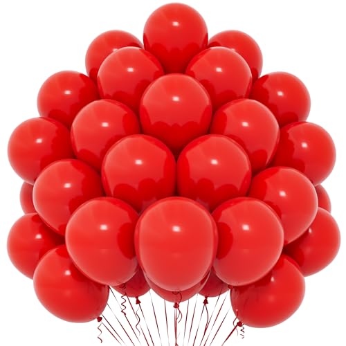 Ballons Rouges 50 Pièces De 12 Pouces En Latex Mat Pour Femmes, Filles, Enfants - Décoration Fête d'Anniversaire, Remise Diplôme, Mariage, Saint-Valentin -...