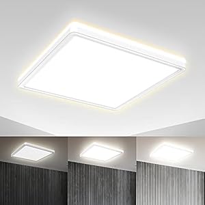 B.K.Licht I LED Paneel I plafondlamp I dimbare plafoniere I lampen dimbaar I ultra vlak I indirect licht I vierkant plafonniere I l: 29.3cm I 4.000K I 2.400 lumen I 18W LED I opbouw plafondlampen