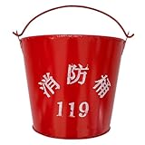 MUCKLILY Notfall Feuerlöscheimer aus Verdicktem Eisen Halbkreisförmiger Sandeimer mit Tragegriff Metallischer Brandschutzbehälter für Haushalt und Feuerwehrübungen