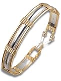 Handmade 14k Gold Filled and 925 Sterling Silver Wire Wrapped Bangle Bracelet - Size Medium 7 1/4" I