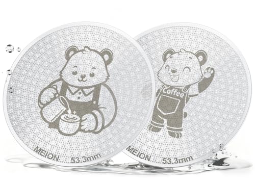 MEION 53.3mm Espresso Puck Screen-2Pack 0.8mm Thickness Espresso Filter Screen, Reusable Metal Coffee Filter for Bottomless Portafilter Basket 54mm, Stainless Steel Coffee Puck Screen