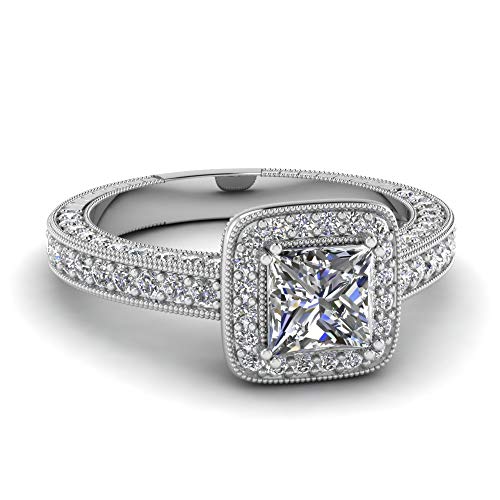 Anillo de uso diario estilo vintage en plata de ley y forma princesa para lucir radiante siempre