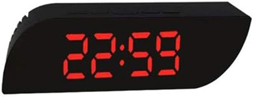 Despertador digital con espejo LED con termómetro para dormitorio, 5.512 x 1.378 x 1.811in, color rojo