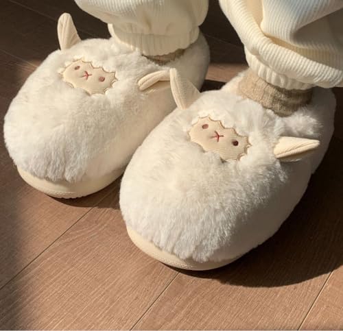 Sheep Slippers Women's Slippers Cute Warm for House Bedroom Sandals Fuzzy Plush Kawaii Slides Slip-on Swollen Feet Slippers Wide Non-Slip Indoor Outdoor Shoes Flip Flop3