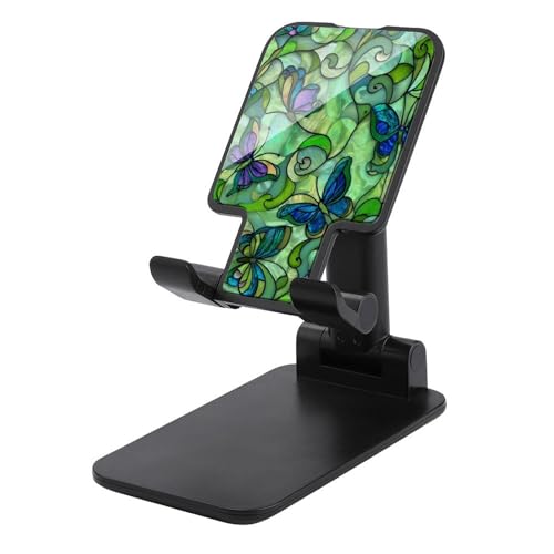 Jubonexis Soporte para teléfono celular, plegable, ajustable, para escritorio, diseño de mariposas, verde lima, menta, verde lima, verde
