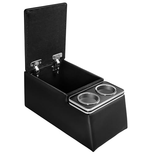 NVS Universal Truck Center Console Organizer for Bench Seat Trucks & SUVs, Heavy Duty ABS Storage Console with Dual Cup Holders and Padded Armrest, Black by NVS Direct - Used condition - Image 6