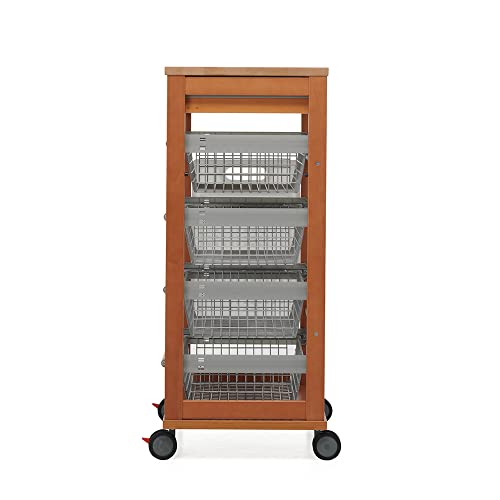 Carrito de cocina Foppapedretti, verdurero de madera de nogal con ruedas estables 5