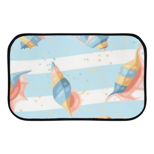 Nuansexi Bathroom Rugs Tropical Underwater Mollusk Shells Pattern Floor Mats Non Slip Bathmat Doormat Tub Mat Coral Velvet Absorbent Entrance Carpet Mats Machine Washable Bedroom Decor