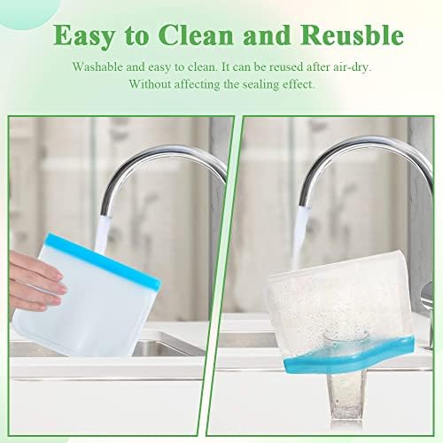 Reusable Freezer Bags, PEVA Reusable Freezer Bags Food Grade Material Snack Sandwich Bags Easy Seal Leakproof Reusable Ziplock Food bags for Marinate Fruits Meal Prep Travel Item