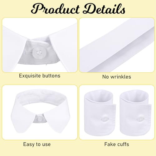 Lusofie White Collar and Cuffs Detachable Shirt Collar for Women3