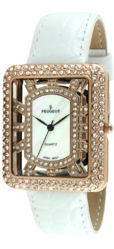 Peugeot Women's J6085RG Analog Display Japanese Quartz White Watch