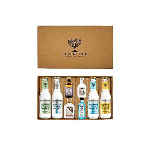 Fever-Tree Gin Tonic Geschenkset - 4x verschiedene Mini Gins + 4x Fever-Tree verschiedene Tonic Water - Inkl. Pfand MEHRWEG
