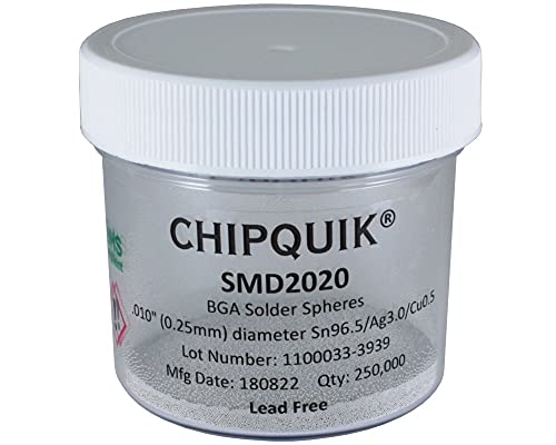 Image of Chip Quik SMD2020 Solder Spheres Sn96.5 /Ag3.0 /Cu0.5 .010 inch (0.25mm) diameter 250K Bottle