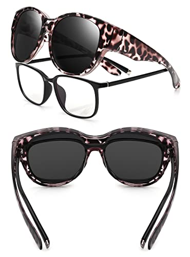 Polarized Sunglasses Fit Over Glasses Over Glasses Trendy Round Cat Eye and HD Wrap-around Sunglasses4