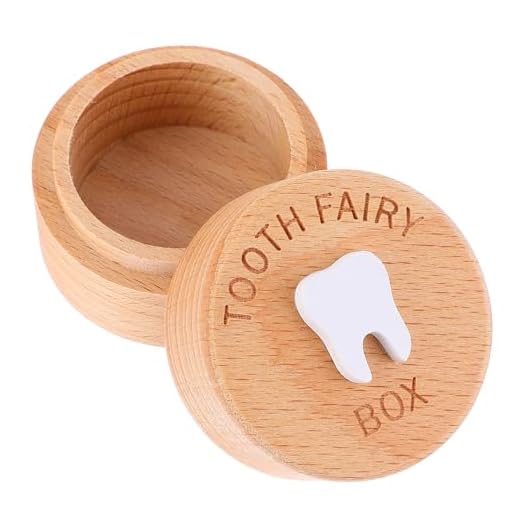 Ouligay Tooth Fairy Box for Girls and Boys, 3D Carved Wooden Box, Cute Lost Tooth Holder, Tooth Fairy Gifts for Birthdays Baby Shower Holiday
