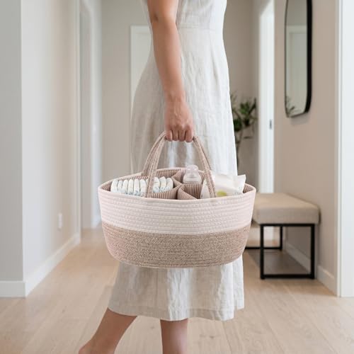Cesta para pañales de bebé para evitar el desorden con separador flexible y transporte fácil 8