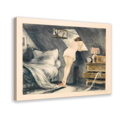 Impression sur toile The Attic Room Louis Icart cadre de d&eacute;coration murale