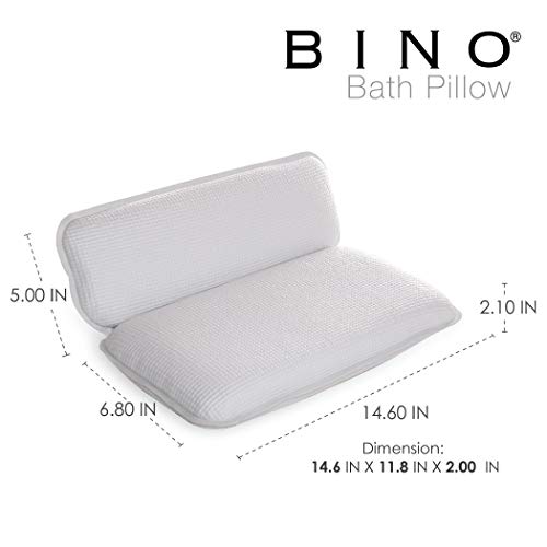 BINO Non-Slip Cushioned Bath Pillow with Suction Cups, White - Spa Pillow Bath Pillows for Tub Neck and Back Support Bathtub Pillows for Tub Accessories Set Rest - Thumbnail 3