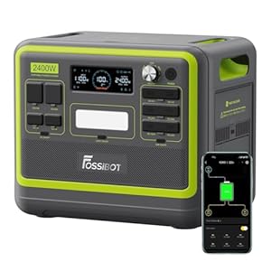 FOSSIBOT F2400 Power Station 2400W/2048Wh LiFePO4 Fast Charge in 1.5 H, 220V-240V, UPS, Portable Power Station Various sockets: USB/A/C, AC for Camping, Home Office,RV, Off-Grid, Emergency Backup