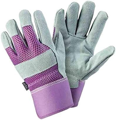 Briers Ladies Breathable Leather Gardening Gloves Purple Tuff Rigger with Thorn Resistant and Safety Cuff Size M Gardeners Gloves