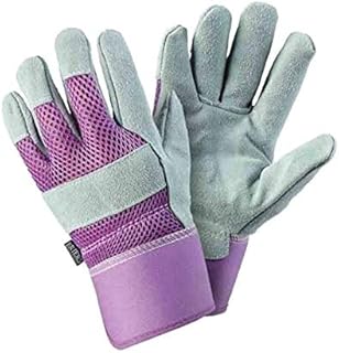 Briers Ladies Breathable Leather Gardening Gloves Purple Tuff Rigger with Thorn Resistant and Safety Cuff Size M Gardeners Gloves