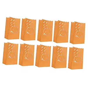 LABRIMP 10pcs Tea Flame LED Silhouette Halloween Party O- Luminaries with House Jack- Electric Resistant Decor Bag Lantern Flameless Haning Bar Designs Home Bags Candle for Pumpkin Light