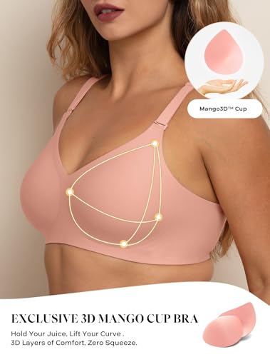 Image of Women V Neck Wireless Bra Full Coverage Comfort Jelly Strip Bras Supportive Seamless Bralette