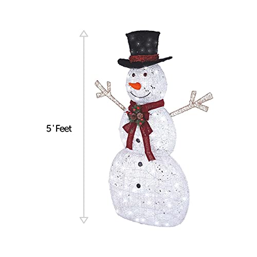 NOMA 5 Ft. Pre-Lit Light Up Snowman with Top Hat | Outdoor Christmas Lawn Decoration