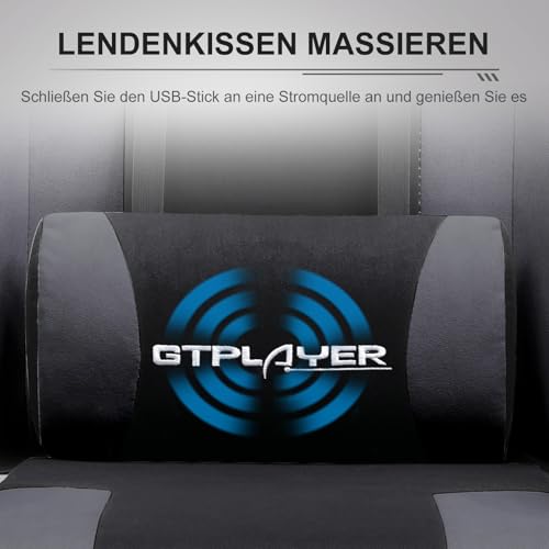 Image of GTPLAYER #1USA Multi-Functional Ergonomic Gaming & Computer Chair - Massage Cushion, Premium PU Leather, Adjustable Neck & Lumbar Pillow for Back Support, Footrest