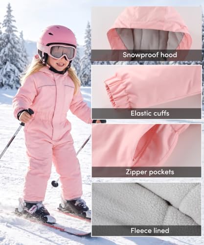 Image of Hiheart Boys Girls One Piece Snowsuit Waterproof Ski Snowboard Coverall