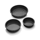 Coolinato 3er Set Silikon Backformen rund 16 cm 20 cm und 26 cm, Rot, Silikonformen zum Backen von Kuchen und Desserts, inkl. 4 Rezepte (Grau)