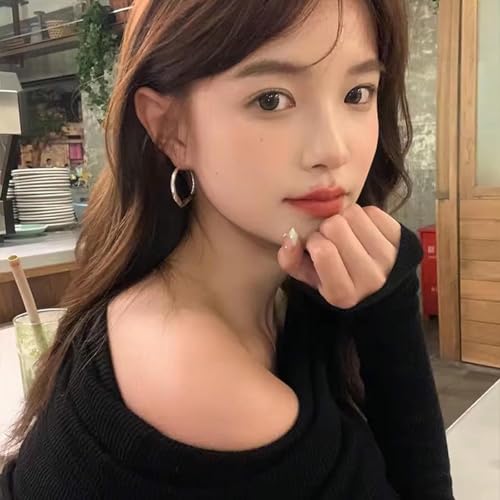 Boucles d'oreilles créoles ornements géométriques minimalistes tendance - 3