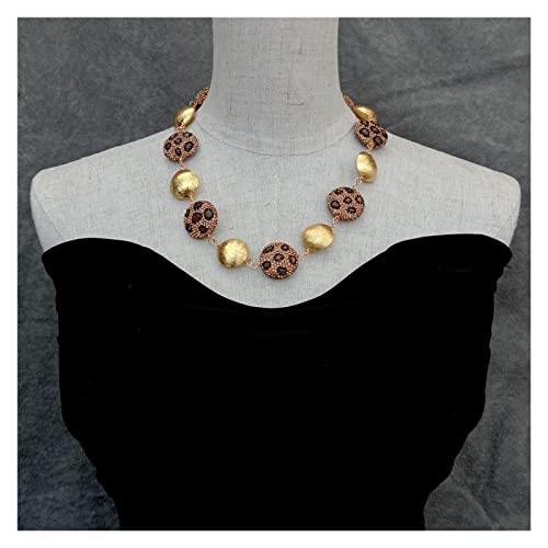 LAnGSHAW - LAnGSHAW Oeil de Tigre Cristal pavé brossé pièce de Monnaie Perle Collier Fait Main Collier Bijoux for Femmes