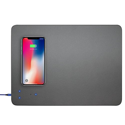 XIHAMA Cargador Rápido, Inalámbrico y Portátil Cargador Qi Alfombrilla de Ratón Compatible con Galaxy S8 / S8 Plus/Note 8, iPhone 8/8 Plus Base de Goma Anti Deslizante (Gris)