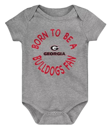 VF Georgia Bulldogs Born To Be A Bulldogs Fan Team Logo One Piece Creeper Bodysuit - Gray (Gray, 18 Months)