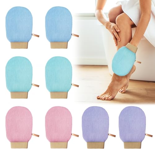 8Pcs Exfoliating Glove,Body Scrubber Exfoliator Mitt,Shower Gloves Exfoliating for Women,Men,Self-Tan Removal and Applicationin,Normal to Dry Skin