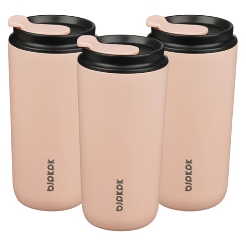 Image of BJPKPK 3 Pack 16oz Insulated Coffee Mug, Stainless Steel Tumbler, Leakproof