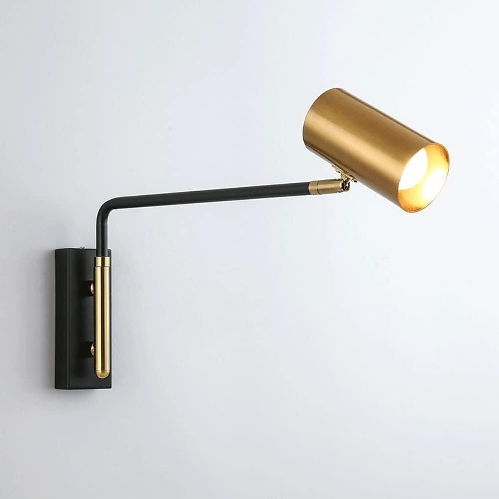 HPTHLY Adjustable Swing Arm Wall Sconce Mid Century Metal Shade Wall Lamps Vintage Gold Industrial Lighting For Bedroom Living Room Headboard Bedside E26/E27 Sockets